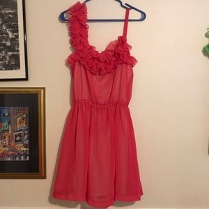 Pink ruffle detail dress